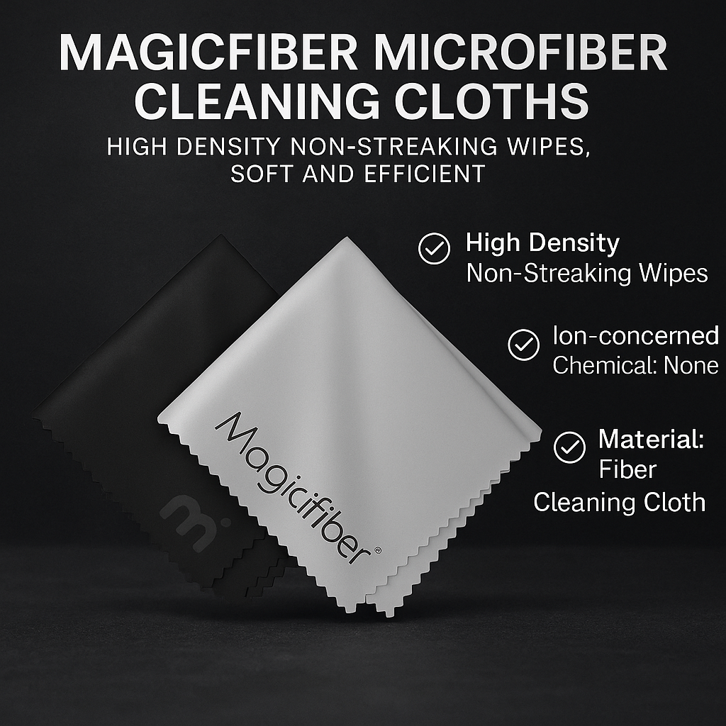 MagicFiber® Microfiber Cleaning Cloths – High-Density, Non-Streaking Wipes for Screens, Lenses & Smartwatches